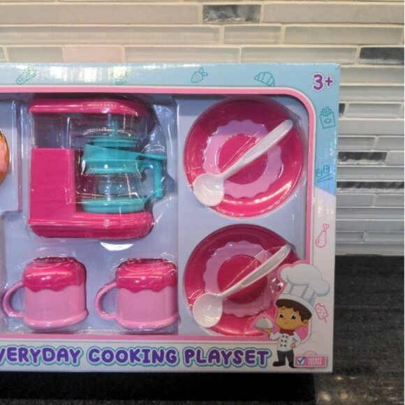 Kids Play Kitchen Playset Cooking Breakfast Tea time Set Pretend Learning - Picture 3 of 5